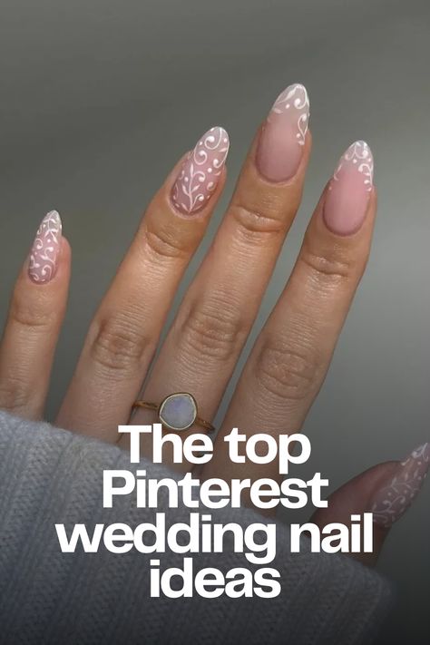 Trendy wedding nails for 2023 and 2024 weddings White Nails With Gold Glitter, Trendy Wedding Nails, Pinterest Nail Ideas, Nails For 2023, Wedding Nail Designs, Wedding Nail Ideas, White Nails With Gold, Wedding Day Nails, Engagement Nails