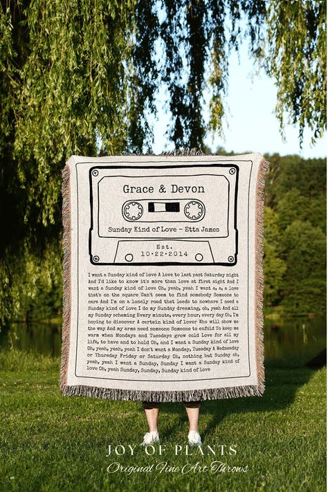 Our Song Custom Lyric Blanket Couples Tapestry Woven | Meaningful Anniversary Gift Personalized | Couples Blanket Custom Wedding Song Lyrics by JoyOfPlants on Etsy Couples Blanket, Wedding Song Lyrics, Personalized Wooden Signs, Home Decor Christmas Gifts, Our Song, Tapestry Woven, Wedding Song, Idea Wedding, Auntie Gifts