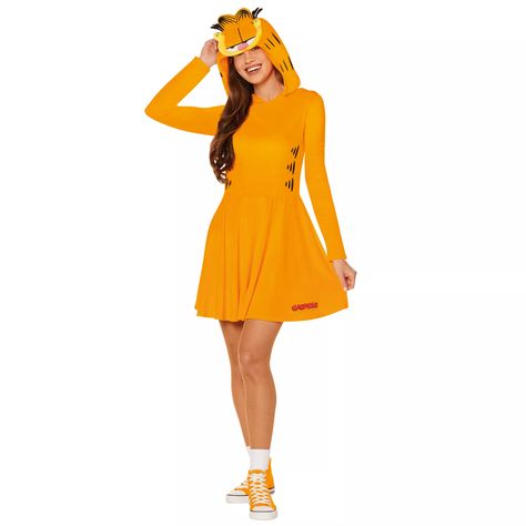 Adult Garfield Hooded Dress Costume - Spirithalloween.com Steampunk Womens Costume, Disney Baby Costumes, Garfield Costume, Safari Costume, Prisoner Costume, Light Up Costumes, Royal Costume, 70s Costume, Cartoon Character Costume