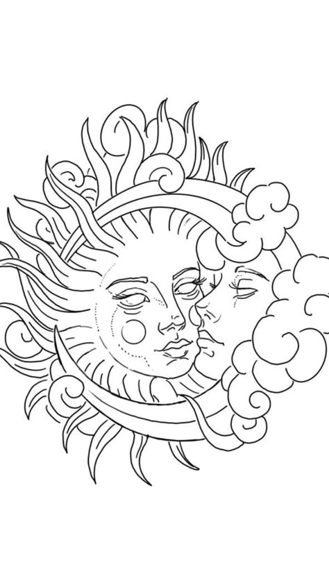 Flash Sheets, The Sun And Moon, Dreamy Artwork, Medusa Tattoo, Tattoo Stencil Outline, Pola Sulam, Tattoo Art Drawings, Tattoo Flash Art, Tattoo Outline