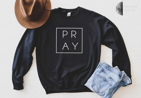 Pray Sweatshirt Christian Sweatshirt Pray Sweatshirt Gift | Etsy Canada Sweat Shirt Designs, Pray Sweatshirt, Minimalist Sweatshirt, Nurse Sweatshirt, Christian Sweatshirt, Comfy Shirts, Christian Clothing, Christian Shirts, Fitted Sweater