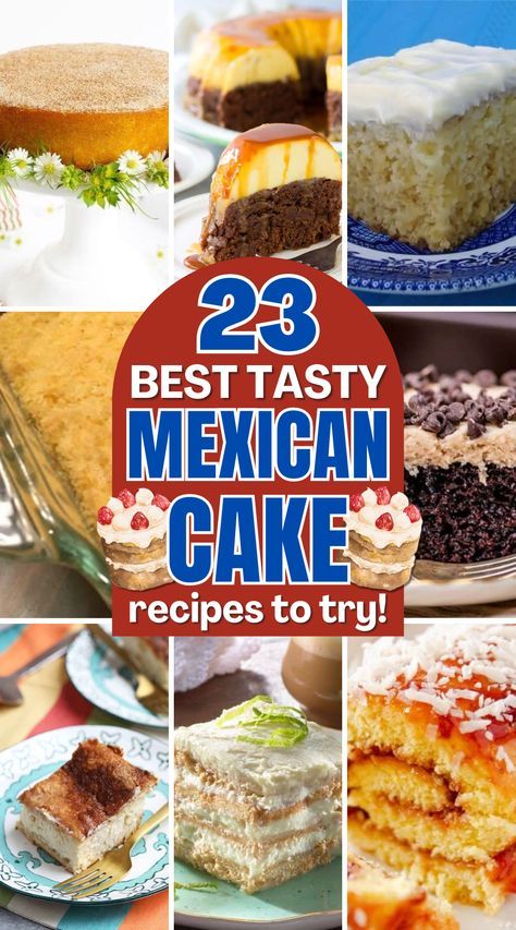 Add a touch of Mexican flair to your desserts with these delicious cake recipes. Mexico Dessert, Mexican Cake Recipes, Mexican Cakes, Churro Cake, Authentic Mexican Desserts, Mexican Wedding Cake, Mexican Cake, Mexican Pastries, Mango Dessert Recipes