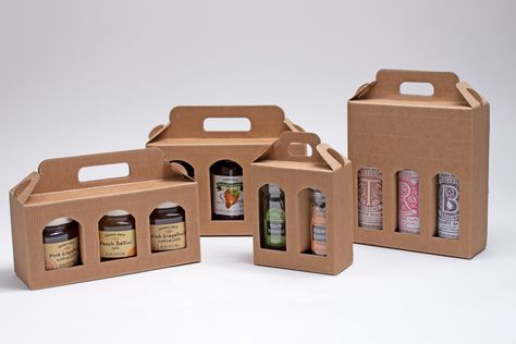 Natural kraft jar and bottle gift boxes | Wholesale Food Service, Bakery, & Wine Packaging Bottled Food Packaging, Bottle Hampers Packaging, Jar Box Packaging, Bottle Gift Box Ideas, Bottle Gift Packaging, Glass Jar Packaging Ideas, Food Jar Packaging, Jar Packaging Ideas, Hampers Packaging Ideas