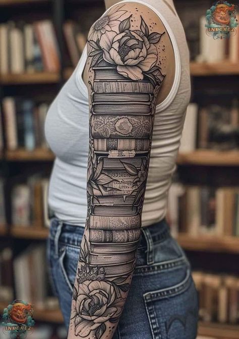 Book Lover Tattoo, Wiccan Tattoos, Book Tattoos, Bookish Tattoos, Tattooed Lady, Mushroom Tattoos, Wicked Tattoos, Theme Tattoo, Tattoos Sleeve