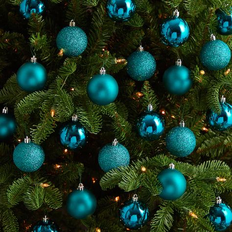 Teal Christmas Decorations, Teal Christmas Tree, Turquoise Christmas Tree, Teal Christmas, Turquoise Christmas, Shatterproof Ornaments, Lighted Ornaments, Candy Christmas Decorations, Pink Christmas Tree