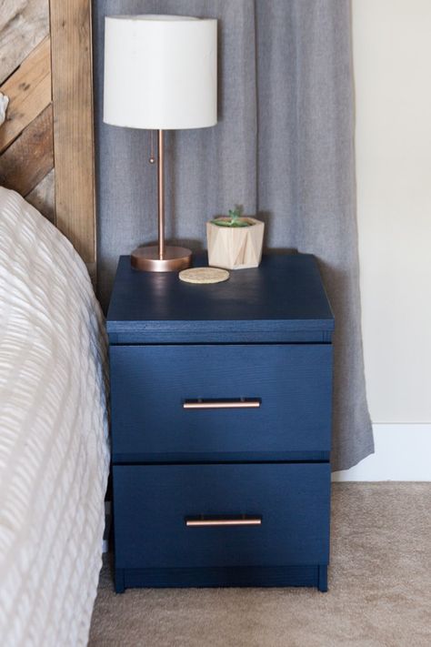 MALM Nightstand Hack - KREATING HOMESBloglovinFacebookInstagramPinterestTwitter Ikea Nightstand Hack, Nightstand Hack, Ikea Malm Nightstand, Ikea Nightstand, Bedroom Decor On A Budget, Hack Ikea, Bedside Furniture, Kitchen Ikea, Ikea Bedroom