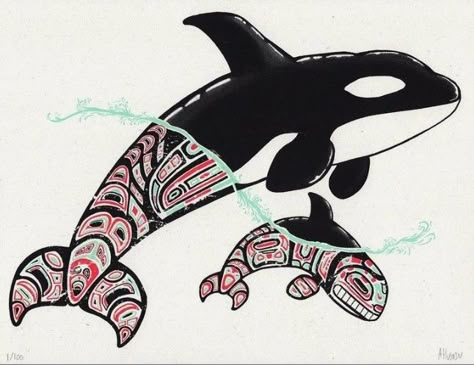 Indigenous Orca Art, Whales Art, Alaska Tattoo, Haida Tattoo, Native Drawings, Orca Art, Native American Animals, Orca Tattoo, Bigfoot Art