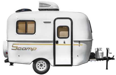 Scamp Trailer, On Demand Water Heater, Lightweight Campers, Small Camping Trailer, Lightweight Travel Trailers, Lite Travel Trailers, Small Travel Trailers, Big Bed, Small Rv