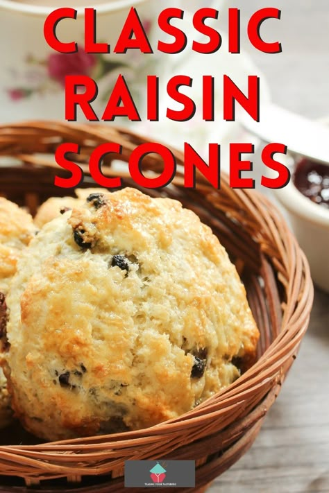 Irish Raisin Scones, Scones Made With Melted Butter, Golden Raisin Scones, Round Scones Recipe, Raisin Scones Recipe Easy, Cinnamon Raisin Scones Recipe, Traditional Scones Recipe, How To Make Scones Easy, Scones Recipe Easy 3 Ingredients