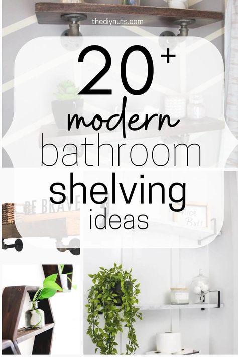 20+ Unique DIY Bathroom Shelving Ideas - The DIY Nuts Bathroom Shelving Ideas, Decorating Bathroom Shelves, Wooden Bathroom Shelves, Small Bathroom Shelves, Diy Shelves Bathroom, Shelves Above Toilet, Shelves Over Toilet, Bathroom Shelves Over Toilet, Rustic Bathroom Shelves