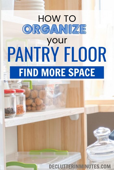 How to organize the pantry floor. Organizing tips for the floor in your kitchen pantry. How to store appliances on your pantry floor. How to streamline the floor in your food pantry and find more storage. #pantryfloor #organizepantryfloor Pantry Appliance Organization, Pantry Floor Storage Ideas, Store Appliances, Pantry Floor, Organize Your Pantry, Declutter Kitchen, Kitchen Storage Hacks, Pantry Makeover, Pantry Closet