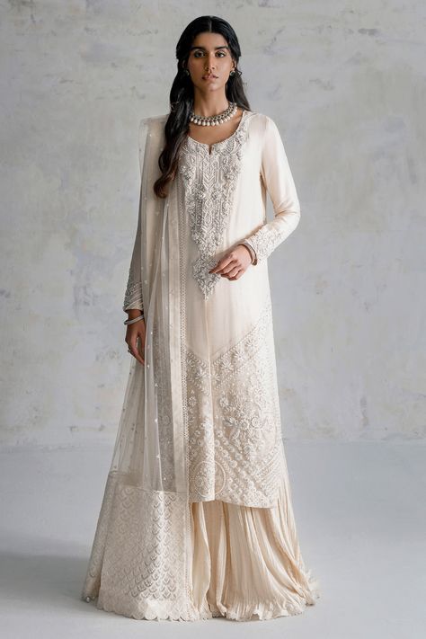 Checkout Our New Design Wedding Dress | Ammara Khan Raw Silk Sharara, Pakistani Sharara, Silk Sharara, Raw Silk Fabric, Pakistani Wedding Dress, Pakistani Wedding Dresses, Ivory Pearl, Pakistani Outfits, Pakistani Wedding