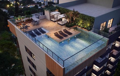 Rooftop Penthouse, Apartment Rooftop, Penthouse Ideas, Bean Bag Living Room, Rooftop Patio Design, Small Apartment Building, Narrow House Designs, Zen House, Rooftop Terrace Design