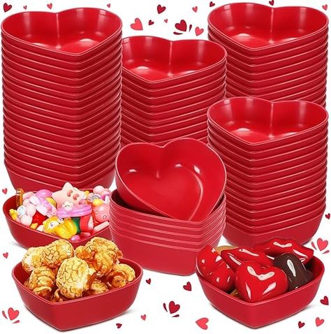 Amazon.com: Nosiny 100 Pack Valentine's Day Heart Shaped Bowls Red Love Dishes Bowls 3 Inch Mini Plastic Appetizer Plates Unbreakable Candy Servers for Sushi Fruit Cake Snack Dessert Salad Anniversary Wedding : Home & Kitchen Snack Dishes, Heart Shaped Bowl, Cake Snack, Heart Shaped Candy, Heart Shaped Bowls, Snacks Dishes, Dessert Salads, Red Love, Valentine Candy