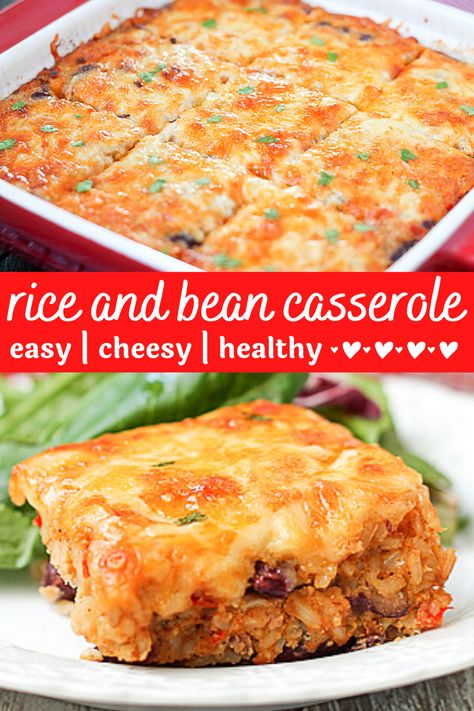 a dish of rice and bean casserole. Rice And Beans Casserole, Vegetarian For A Crowd, Rice Casserole Recipes Vegetarian, Bean Hotdish, Healthy Vegetarian Casserole, Beans And Rice Casserole, Bean And Rice Casserole, Rice And Bean Casserole, Bean Casserole Recipes