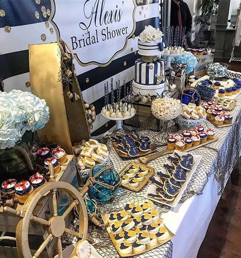 Stylish Nautical Bridal Shower Theme Nautical Bridal Shower Favors, Nautical Theme Bridal Shower, Bride Theme, Unique Bridal Shower Themes, Nautical Bridal Shower, Bridal Shower Themes, Nautical Bridal Showers, Bridal Shower Invites, Bridal Shower Balloons