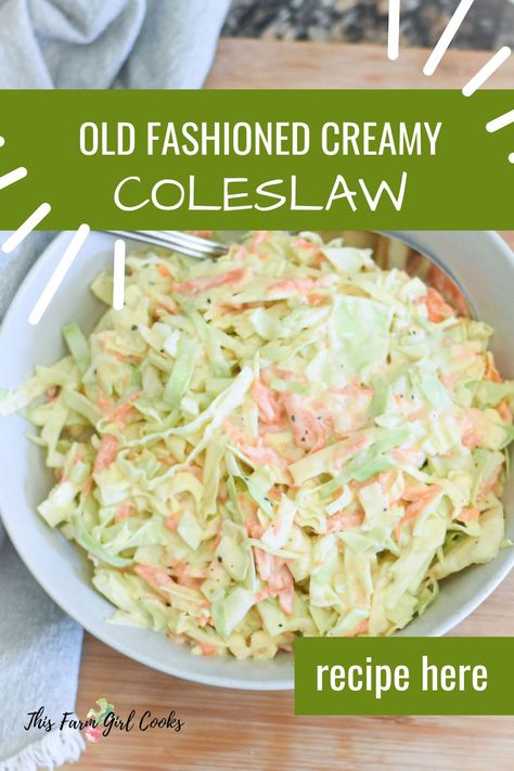 Crispy, tangy and a kiss of sweet make this old fashioned American coleslaw recipe a classic summertime side dish. Creamy, crunchy and oh-so delicious - this sweet coleslaw is perfect served up alongside sliders and handheld eats during harvest, too. The Best Coleslaw Recipe, Old Fashioned Coleslaw Recipe, German Coleslaw Recipe, American Coleslaw, Southern Coleslaw Recipe, Sweet Coleslaw Recipe, Sweet Coleslaw, Creamy Coleslaw Recipe, Southern Coleslaw