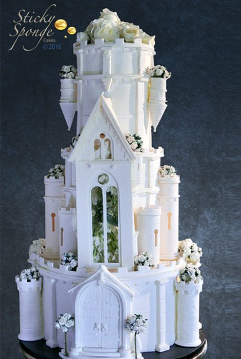 wedding cake Castle Wedding Cake, Mad Hatter Cake, Castle Cake Topper, Disney Cake Toppers, Perfect Wedding Cake, Disney Wedding Cake, Couture Cakes, Classic Wedding Cake, Castle Cake