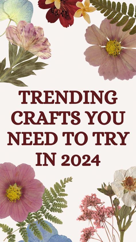 If you haven't tried any of these trending crafts for 2024, now is the time! You just might find your new favorite hobby! Adult Spring Crafts Diy Projects, Whats Trending Now In Crafts For 2023, Diy Craft For Adults, New Crafts For Spring 2024, Current Craft Trends, 10 Minute Crafts For Adults, Trending Sewing Crafts To Sell, Newest Crafts Trends Diy 2023, Spring Craft Ideas To Sell Diy Projects