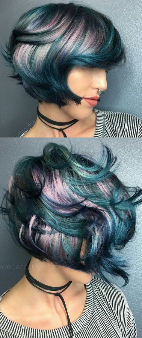 Pink teal blue dyed hair @rebeccataylorhair Short Lavender Hair, Unicorn Hair Color, Short Ombre Hair, Skirt Diy, Lavender Hair, Unicorn Hair, Pastel Hair, Round Faces, Mermaid Hair