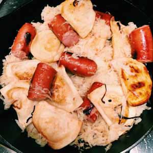 kielbasa perogies and sauerkraut Keilbasa And Sauerkraut, Saurkraut And Kielbasa, Kielbasa And Sauerkraut Crockpot, Kielbasa Crockpot, Pierogies And Kielbasa, Brats And Sauerkraut, Pierogi Recipes, One Pan Dishes, Sausage Sauerkraut