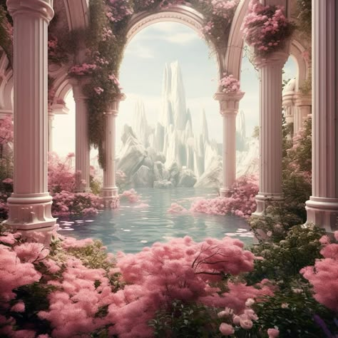 Pink Spiritual Aesthetic Room, Pastel Dream Aesthetic, Ethereal Palace, Dreamy Moodboard, Heavenly Aesthetic, Dreamscape Aesthetic, Ethereal Dreamscape, Ethereal Places, Dream Scapes