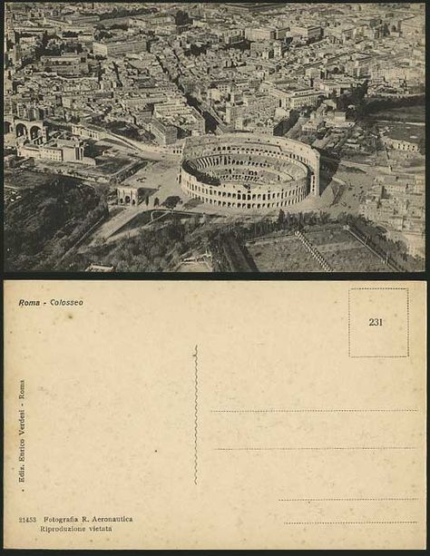 Old Italian Postcards | Italy Old Postcard ROME Colosseum Colosseo Aerial View for Sale Rome Postcard, Italian Postcard, Italy Postcard, Vintage Italy, Postcard Template, Historical Monuments, Postcard Design, Old Postcards, Photo Postcards