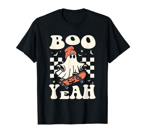 PRICES MAY VARY. Boo Yeah Halloween Ghost Boys Retro Skateboard Toddler Kids, toddler shirt, kids shirt, toddler tee, kids tee, black shirt, black tee, halloween, fall, boys shirt, toddler boy, ghost, skateboard, checkerboard Boo! Do You Love Halloween? Can't Wait To Plan Your Costume, Go Out To Trick Or Treat And Enjoy A Halloween Party? Love Witches, Bats, Ghosts, Skeletons? Halloween Vibes, Spooky Vibes, Spooky Season, Witch Shirt, Halloween Party. Lightweight, Classic fit, Double-needle slee Costumes For School, Retro Skateboard, Clever Costumes, Skeletons Halloween, Halloween Shirts For Boys, Ghost Boy, Love Halloween, Halloween Vibes, Halloween Boys