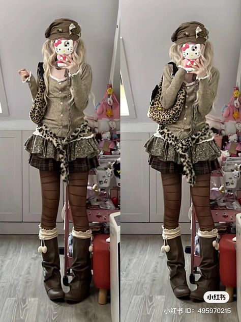 Kawaii Outfit Ideas, Kawaii Outfit, Same But Different, Leather Designs, Skater Skirts, Outfit Styles, Harajuku Outfits, Gyaru Fashion, Oversized Sweaters