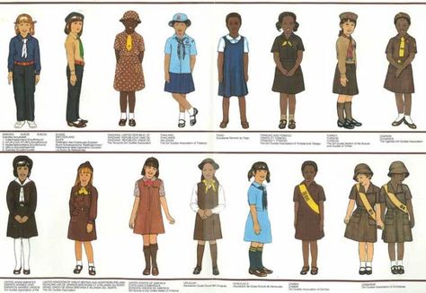 Vintage Brownie Guide/Scout uniforms from around the world. Thinking Day Activities, Ideas For Brownies, Brownie Activities, Brownies Girl Guides, Girl Guides Of Canada, Brownie Guides, Guide Badges, Girl Scout Uniform, Brownie Ideas