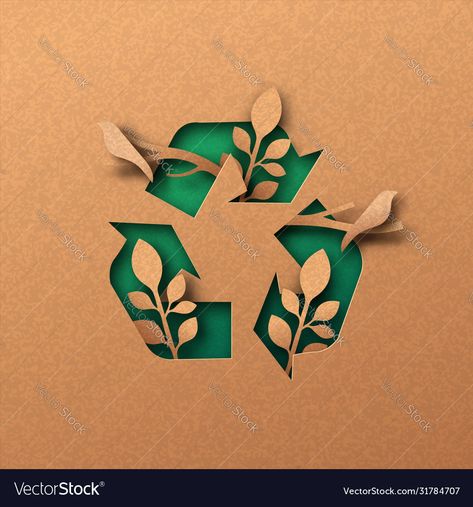 Eco Friendly Design Graphic, Recycle Icon, Papercut Illustration, Recycle Design, Recycle Symbol, Pamphlet Design, Name Card Design, Eco Friendly Art, Eco Friendly Design