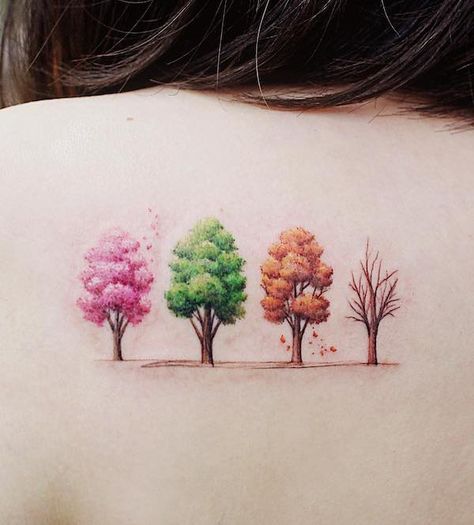 61 Stunning Back Tattoos For Women with Meaning - Our Mindful Life Seasons Tattoo, Anklet Tattoo, Back Tattoos For Women, Bonsai Tree Tattoos, Tree Branch Tattoo, Willow Tree Tattoos, Our Mindful Life, Upper Back Tattoos, Autumn Tattoo