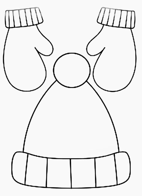 Winter Hat And Mittens Template, Winter Hat Craft For Kids, Hat And Mittens Craft Preschool, Winter Hat Coloring Page, Winter Mittens Craft Preschool, Mittens Craft Preschool, Christmas Mittens Crafts, Winter Hat Craft Preschool, Winter Hat Template