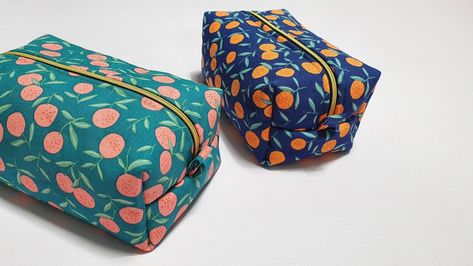 Makeup Pouch Pattern, Box Bag Pattern, Makeup Pouch Diy, Makeup Bag Pattern, Box Bag Tutorial, Simple Pouch, Sew Zipper, Pouch Diy, Pouch Sewing