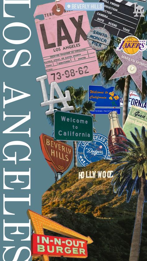 Los Angeles California Wallpaper Iphone, California Collage, Los Angeles Wallpaper, San Francisco Vacation, California Wallpaper, Los Angeles Aesthetic, Los Angeles Travel, Pink Books, California Love