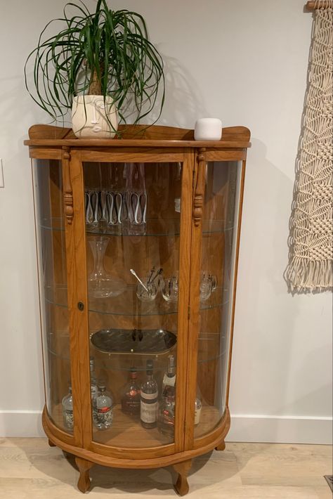 Curio Cabinet Bar, Liqour Cabinet, Corner Curio, Retro Apartment, Home Bar Cabinet, Corner Bar, Room Corner, Living Room Bar, Curio Cabinet