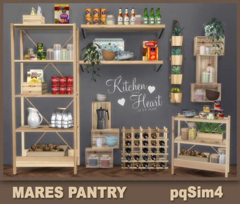 Decor Custom Content • Sims 4 Downloads Clutter Wall Decor, Clutter Wall, Shelf Clutter, Sims 4 Clutter Cc, Build A Pantry, Ikea Inspired Kitchen, Sims 4 Kitchen, Die Sims 4, Sims 4 Bedroom