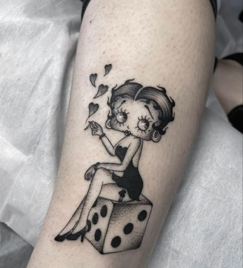 Betty Boop Tattoo, San Diego Tattoo, Betty Boop Tattoos, Dice Tattoo, Cute Thigh Tattoos, Cute Hand Tattoos, Chicano Tattoos, Red Ink Tattoos, Betty Boop Art