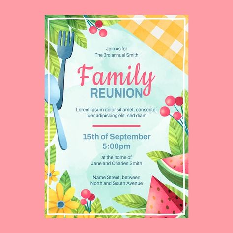 vectors, photos and PSD files | Free download Family Reunion Invite, Family Get Together Invitations, Family Reunion Invites, Family Reunion Flyer, Reunion Template, Family Reunion Invitations Templates, Festival Invitation, Reunion Invitation, Family Reunion Invitations