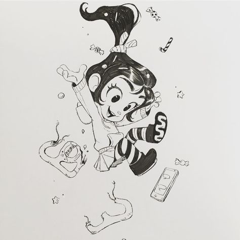 Ami Thompson on Instagram: “More Vanellope” Vanellope Von Schweetz Drawing, Ami Thompson, Beginner Sketches, Cute Disney Characters, Animated Movies For Kids, Sailor Princess, Vanellope Von Schweetz, Bird Sketch, Doodle Images