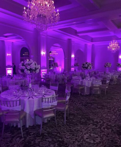 Quince Venue Ideas Lavender, Venue For Sweet 16, 15 Venue Ideas, Quinceanera Hall Set Up, Global Gala Sweet 16, Banquet Party Ideas, Quinceanera Venues Purple, Purple Quinceanera Venue Ideas, Sweet 16 Themes Purple