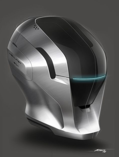 Alan Derosier - Helmet Challenge Futuristic Helmet, Helmet Concept, Industrial Design Sketch, Entertainment Design, Id Design, Car Design Sketch, Helmet Design, Conceptual Design, Form Design