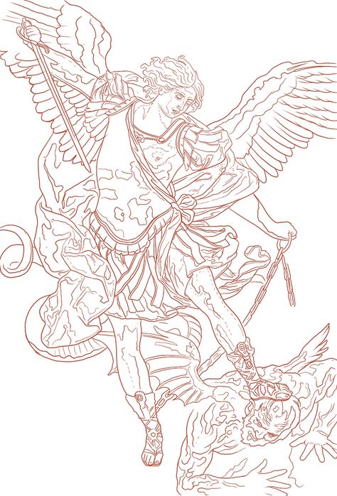 Saint Michael Tattoo Stencil, Saint Michael Angel Tattoo, St Michael Tattoo Stencil, Arch Angel Michael Tattoo Design, St Michael Tattoo Design, Nepal Tattoo, Archangel Michael Tattoo, St Michael Tattoo, Jesus Tattoo Design