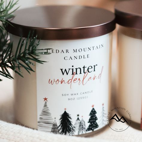 Winter Wonderland is part of our new festive Christmas candles. 100% soy wax candle in the scent Fraser & Fir Needle. Luxury Christmas Candle, Christmas Candle Pictures, Christmas Themed Candles, New Year Candles, Christmas Candle Labels, Winter Candles, Christmas Candle Ideas, Candle Ideas, Christmas Candle Jars