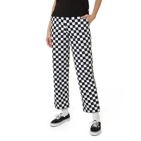 Fashion Trousers Women, Checkerboard Vans, Vans Store, Utility Skirt, Vans Checkerboard, Womens Chinos, Black Vans, Printed Trousers, Vans Shop