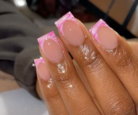 Nails Without French Tips, Alternative French Tip Nails, Short French Tip Designs, French Tip Design, Short Square Acrylic Nails, Tip Nails, French Tips, Beautiful Nail Designs, Square Acrylic Nails