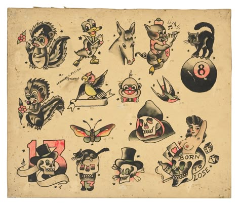 Vintage Traditional Tattoo Flash, Funky Traditional Tattoo, Stoney St Clair Tattoo Flash, 60s Tattoo, Stoney St Clair, Traditional Mexican Tattoo, American Traditional Tattoo Flash, Kewpie Tattoo, Antique Tattoo