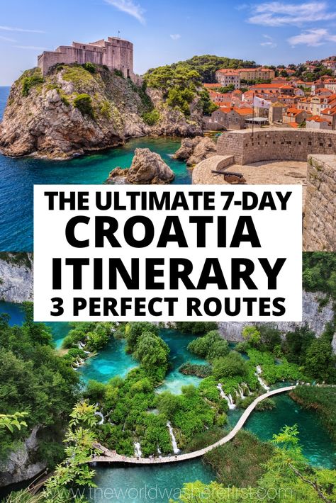 Croatia Greece Itinerary, 7 Days In Croatia, Croatia Itinerary One Week, Italy Croatia Greece Itinerary, Italy And Croatia Itinerary, Croatia Road Trip, Croatia Itinerary, Croatia Vacation, Croatia Travel Guide