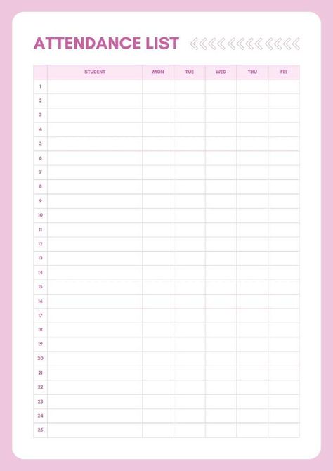 Pink Attendance List for Teachers Teacher Attendance Sheet, Classroom Attendance Chart, Attendance Template, Attendance Board, Kindergarten Subtraction, Attendance List, Attendance Register, Teacher Documentation, Classroom Attendance