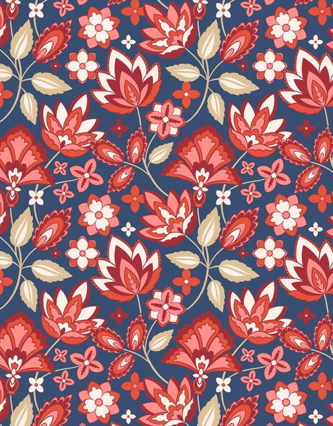 Stylized Floral - Chintz | Pattern on Behance Kani Print, Chintz Print Pattern, Indian Floral Pattern, Mughal Floral Pattern, Traditional Floral Pattern Digital Prints, Chintz Print, Indian Chintz Motifs, Surface Design Textile, Indian Chintz